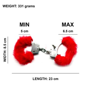Design personnalisé rouge fourrure menottes Hathkadi avec 2 clés pour Police théâtre jeu de rôle film drame ou scène Performance fabricant - Product Image 2