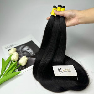 Alta calidad Listo Envío Super Doble 24 "Color Natural 100% vietnamita Virgen Remy Extensiones de cabello liso a granel - Product Image 2