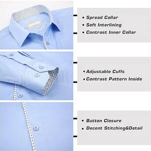 High Quality Breathable Lightweight Men's Dress Shirts 100% Cotton Solid Pattern Knitted Design - Product Image 4