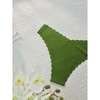 Sous-vêtements bikini sexy pour femme, découpés au laser, en soie glacée ajourée, couleur unie, taille mi-haute, en coton tricoté et dentelle, écologiques, respirants, OEM/ODM
