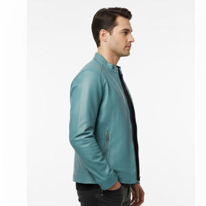 Chaqueta de motocicleta de piel de oveja hecha a mano para hombre OEM proveedor fábrica venta al por mayor por encargo duradero motorista moda cálido invierno frente - Product Image 3