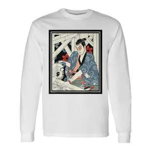 Camiseta de Manga Larga con Diseño de Guerrero Samurái Japonés, Armadura, Espada y Máscara, Producto Promocional - Product Image 1