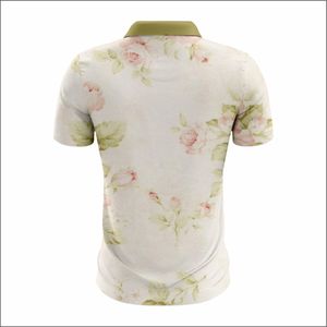 Camisetas de polo de golf informales unisex de talla grande con estampado floral, jersey de tela con cierre de botones, manga corta cómoda que absorbe la humedad - Product Image 3