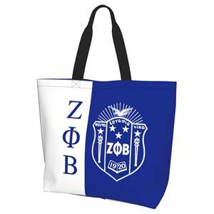 Zeta Phi Beta Large Capacity Sorority Canvas <b>Bag</b> and Shopping <b>Bag</b> - White/<b>Blue</b> - Product Image 2