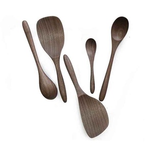 Eco-Friendly Solid Black Walnut Wood Tableware Set Luxury <b>Small</b> Soup Serving <b>Spoons</b> and Fork for Dessert Coffee Tea Stir <b>Spoon</b> - Product Image 3