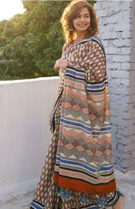 Chanderi Impression numérique Bollywood Style Saree Vêtements indiens et pakistanais pour les occasions de fête - Product Image 5