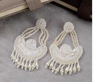 Boucles d'oreilles perlées de Style traditionnel femmes élégantes pierres naturelles perle goujons d'inspiration orientale Midi Clips bijoux de fête - Product Image 5