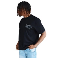 T-shirt noir surdimensionné en tricot avec imprimé au dos pour le streetwear Miami Vice, coupe décontractée ample, 100 % coton, vente en gros