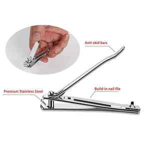 Juego de 2 Uds de cortaúñas de acero, acabado de esmalte, cortador de uñas, recortador de manicura, pedicura, cortaúñas con lima de uñas integrada - Product Image 4