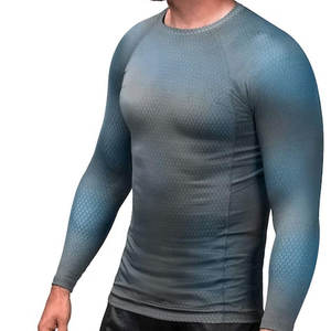 Sérigraphie Spandex/Polyester Rash Guard MMA BJJ Chemise de compression à manches longues Gym Training Quick Dry Lightweight - Product Image 2