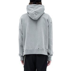 Meilleure vente fabricant personnalisé hommes broderie poids lourd en détresse Patch acide lavage pull sweats à capuche - Product Image 6