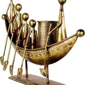 ปากกาตั้งโต๊ะรูปทรงเรือมีสไตล์ตกแต่งโต๊ะเครื่องประดับแบบใช้งานได้สำหรับโต๊ะทำงานของขวัญในบ้านโชว์ศิลปะเคลือบทอง - Product Image 3