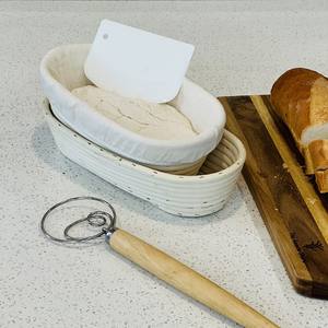 Rattan Proofing Baking Bannenton Basket with Steel Danish <b>Whisk</b> for Breadmaking - Product Image 1