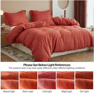 Funda nórdica de algodón 100%, 3 uds., estilo básico, Lino lavado francés Natural 200TC, ropa de cama suave y transpirable, hogar, boda, Hotel, Hospital - Product Image 2