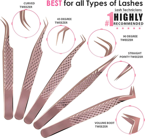 Pinzas de extensión de pestañas de acero inoxidable Premium de grado profesional Punta puntiaguda para agarre óptimo de pestañas - Product Image 6