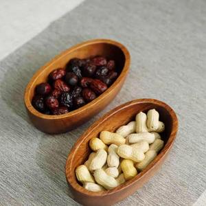 Bol et assiette à salade en bois personnalisables, plat en bois d'acacia en forme de bateau pour servir des fruits secs, mini plat à pâte, outils à salade - Product Image 4