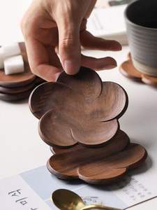 Bandeja de servicio de lujo Restaurantes caseros y platos de comida para hoteles Bandeja de servicio de madera de color natural Bandeja en forma de flor Suministros - Product Image 3