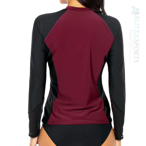 Soutien-gorge anti-éruptions cutanées à manches longues personnalisé pour femmes, haut léger en tissu à séchage rapide, protection UV, cravate imprimée, grandes tailles, activités de plage - Product Image 1