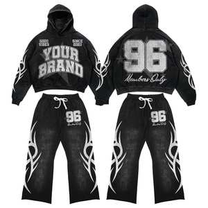 Designer personnalisé 400 Gsm Vintage Sun Faded Survêtement Streetwear Ensemble de survêtements à ourlet brut lavé de haute qualité - Product Image 1