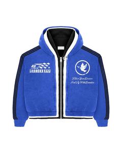 Sweat à capuche surdimensionné en coton de haute qualité Streetwear Patch de broderie personnalisé Zip up Sweats à capuche surdimensionnés pour hommes Pull Up Rhinestone Hoodie - Product Image 1