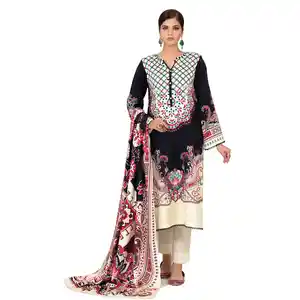 Impresionante estilo paquistaní e indio mujeres invierno Shalwar Kameez personalizado mujeres 3 uds traje en venta