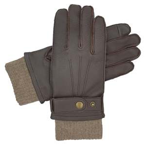 Guantes de piel de ciervo con pantalla táctil para hombre Reeves, con correa forrada de cachemira - Product Image 1