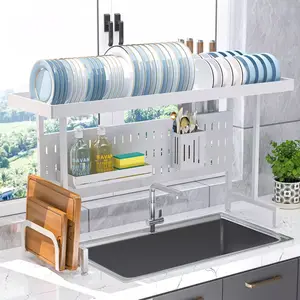 2層キッチン排水皿ラックオーバーシンク皿乾燥ラック収納棚野菜ディスプレイラック食器器具ホルダー
