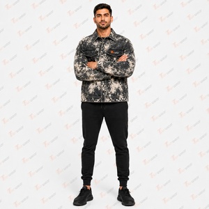 Blousons en jean oversize pour hommes – Vente en gros – Blouson en jean personnalisé délavé pour hommes – Style vintage, streetwear, décontracté, mode, vêtements de travail - Product Image 2
