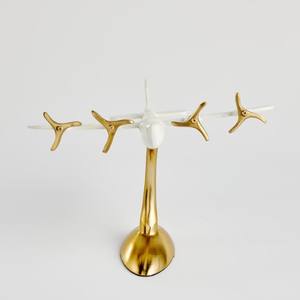 Décoration de table en aluminium pour avion Figurine d'avion en métal poli Accent moderne pour la maison Ornement de modèle d'avion en or brillant - Product Image 2