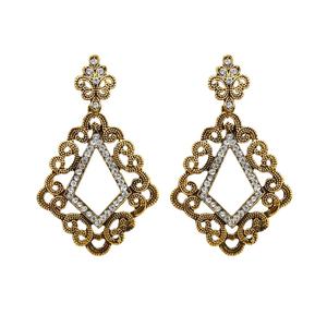 Boucles d'oreilles Kriaa Fine Stud Antique Plaqué Or Blanc Pierre Autrichienne Dangler 1312007 - Product Image 1
