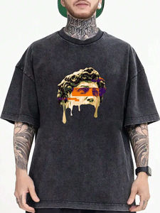 เสื้อยืดแขนสั้นระบายอากาศได้ดีสไตล์วินเทจสำหรับผู้ชายเสื้อผ้าคอตตอนนิ่ม100% แบบดิจิตอลปากีสถานเทรนด์เครื่องแต่งกายฟิตเนส260 - Product Image 3