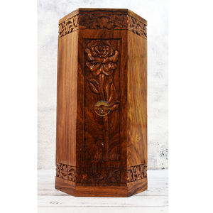 โกศไม้แกะสลักกุหลาบสำหรับขี้เถ้าของมนุษย์ทั้งชายและหญิงโกศที่ระลึกสำหรับขี้เถ้าขี้เถ้าของคนที่คุณรัก (5X5X11นิ้ว) - Product Image 2