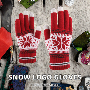 Gants d'hiver unisexes en acrylique pour hommes et femmes, mitaines chaudes et antidérapantes en tricot pour écran tactile - Product Image 3