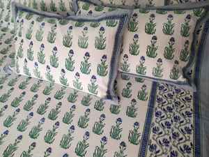 Custom Made 100% Cotton Bedsheets in Various Sizes in Classic Floral Designed Indian Double Bedsheets with <b>Pillow</b> Covers. - Product Image 5