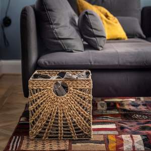 Boîte carrée en jacinthe d'eau tissée de haute qualité avec poignées durable et écologique pour salon chambre cuisine - Product Image 3