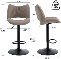 Lot de 2 chaises de bar pivotantes réglables en similicuir kaki avec dossier et base en métal pour la cuisine