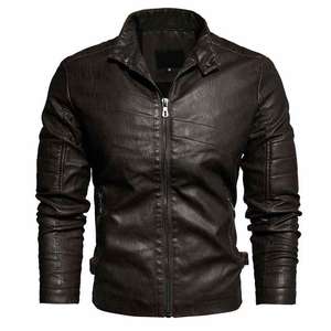 Kivotech-Chaqueta de piel auténtica Premium para hombre con cuello levantado y diseño de cremallera, chaqueta de moda - Product Image 5