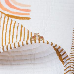 Couverture pour bébé en coton biologique de qualité supérieure, faite à la main avec un imprimé rayé arc-en-ciel, douce et polyvalente pour l'hiver, impression personnalisée pour les hôtels - Product Image 5
