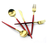 Ensemble de couverts en laiton de 30 pièces fourchettes or poli ensemble de couverts à manger couverts en acier miroir ensemble en laiton pour l'utilisation de cadeaux