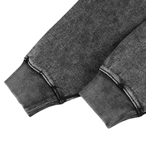 Logo personnalisé unisexe surdimensionné en détresse lavé à l'acide sweat à capuche coupe de bas sweats vintage ourlet brut sweats à capuche courts - Product Image 4