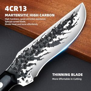 Couteau de cuisine en acier inoxydable fait main sur mesure avec manche en bois et gaine en cuir fin couteau Damas de la vie de chef - Product Image 5