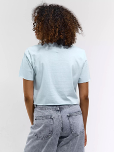 Top Corto con Borde Deshilachado para Mujer, Estilo Urbano Y2K, Corte Holgado, Camiseta Corta, Logotipo Personalizado OEM, 100% Algodón, Top Básico Liso a la Moda - Product Image 3