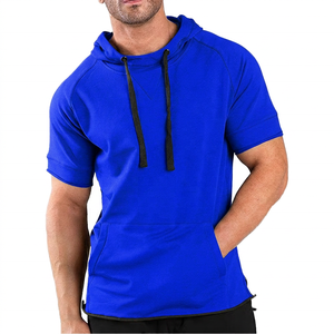 Sudadera con Capucha de Manga Corta para Hombre, Color Verde Oliva, Corte Regular, Secado Rápido, Tejido de Punto, Informal, para Verano - Product Image 2