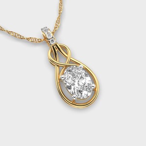 Oval Cut Diamond <b>Infinity</b> Pendant In 18K Yellow / White And <b>Rose</b> Gold - Product Image 3
