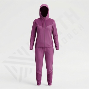 Survêtement de sport 2-en-1 en coton 100% de qualité supérieure pour femme, avec capuche, taille élastique, poids moyen, collection hiver 2025 – Vente en gros OEM - Product Image 1