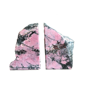 วัสดุหินอัญมณี Rhodonite Bookends หินธรรมชาติคริสตัลอัญมณีสำหรับตกแต่งขายส่ง - Product Image 1