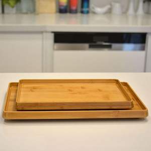 Conception personnalisée prix de gros plateau de service en bois de bambou et d'acacia pour hôtel restaurant accessoires de cuisine plateau de service - Product Image 3