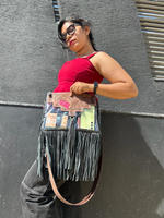 Nouveau Style occidental peint à la main en cuir repoussé frange clair stade sac Unique en cuir véritable repoussé Concert clair sac à bandoulière
