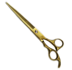 Ciseaux de coupe de cheveux professionnels en acier inoxydable avec lame tranchante couleur dorée pour une utilisation en salon de beauté et de coiffure - Product Image 1