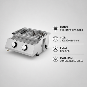 Parrilla de Gas LPG Comercial para Barbacoa, Parrilla de Sobremesa para Kebab, Shawarma, Restaurante de Oriente Medio, Cafetería - Product Image 2